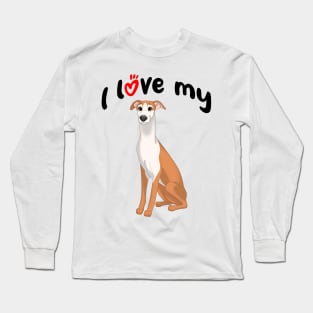 I Love My Red & White Whippet Dog Long Sleeve T-Shirt